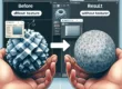 Illustration détaillant l'interface 3DS Max avec l'effet avant et après la suppression de texture via Maxscript, simplifiant le concept pour tous les niveaux d'utilisateurs.