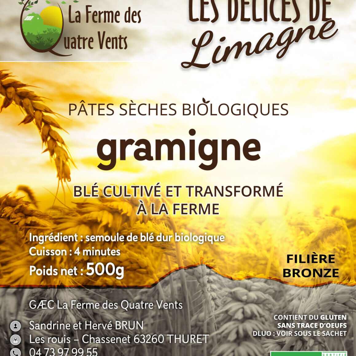 Etiquette pâte bio Gramigne
