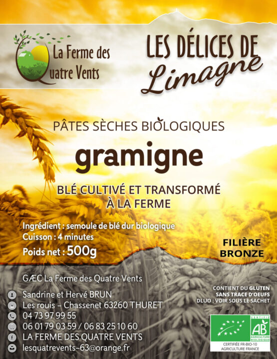 Etiquette pâte bio Gramigne